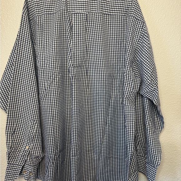 Orvis navy and white gingham button down long sleeve oxford casual shirt - Picture 5 of 9
